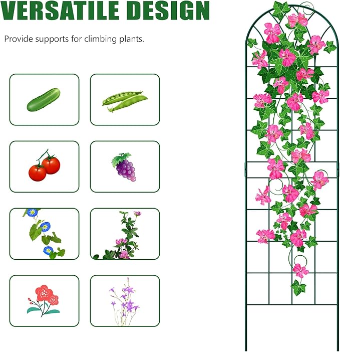 4 Pack Metal Garden Trellis for Climbing Plants,Green Metal Garden Trellis for Vines Plant Rose Vegetable Support,Large Decorative Outdoor Trellis