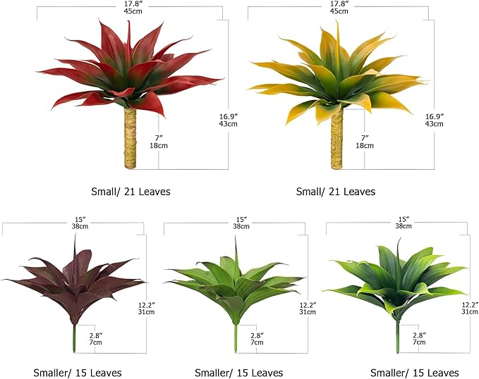 Fake Plants Artificial Agave Plants,Large UV Resistant Fake Agave Planters for Indoor and Outdoor Decorating Tropical Plant Succulents Greenery Indoor Decor((2Pack Light Green) 13.8"