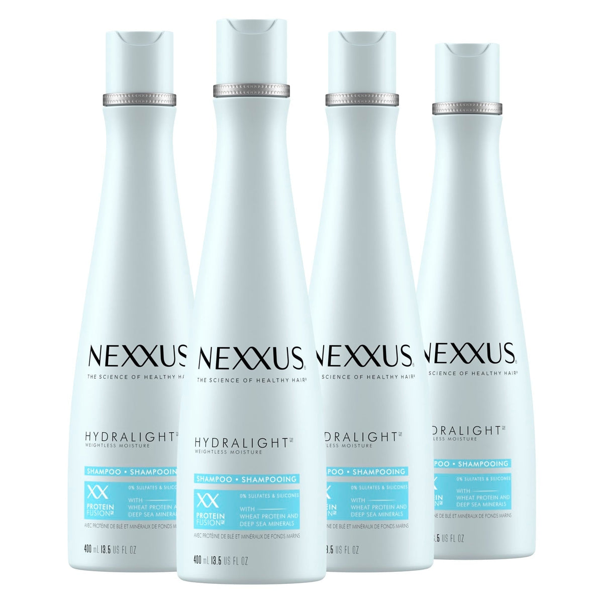 Nexxus Hydra-Light Weightless Moisture Shampoo Replenishing Pack Of 4 Shampoo For Oily Hair Silicone Free 13.5 Oz