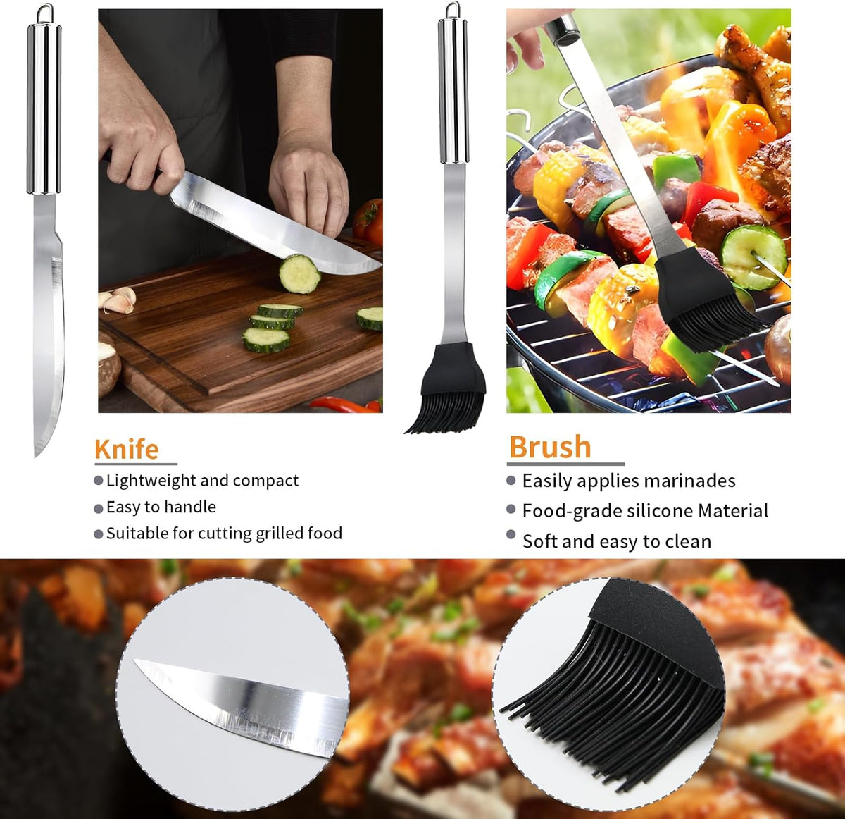 11Pcs Stainless Steel BBQ Grilling Accessories Set, Dad Gifts for Fathers Day Grilling Gifts,Portable Practical Grill Tools Utensils Kit with Storage Bag for Outdoor Grill Camping Backyard