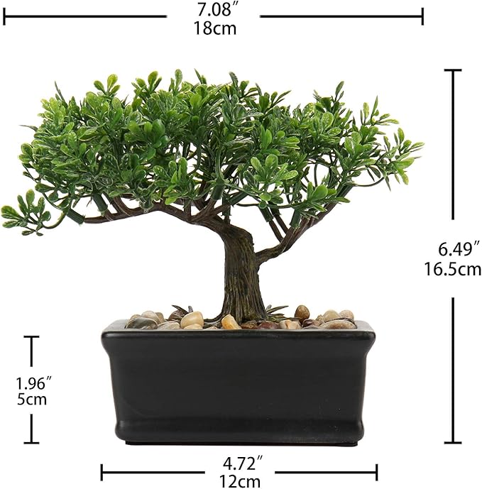 Artificial Bonsai Tree Juniper Faux Plants Indoor Small Fake Plants Decor with Ceramic Pots for Home Table Office Desk Bathroom Shelf Bedroom Living Room Farmhouse Decorations