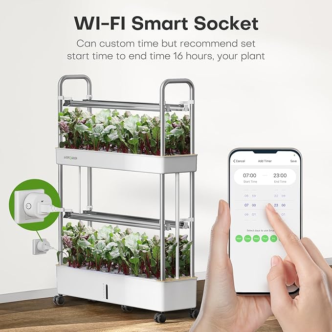 Ahopegarden Indoor Garden Hydroponics Growing System Kit: 60 Pods Vertical Garden with LED Grow Light - Plant Germination Kit Aeroponic Veggie Flower Fruit Growth with Smart Socket & Pump System