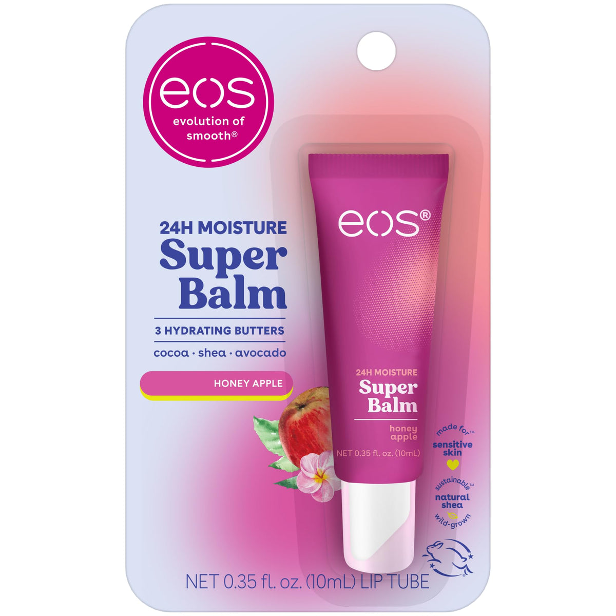 eos 24H Super Balm- Honey Apple, Day or Night Lip Treatment, 0.35 oz