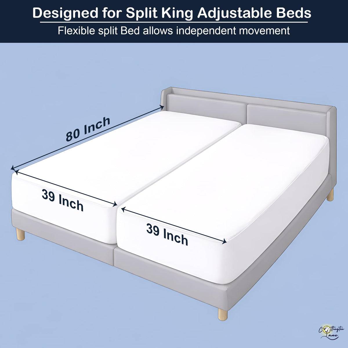 Split King Adjustable Bed Fitted Sheets, Soft Brushed Microfiber, Dark Grey