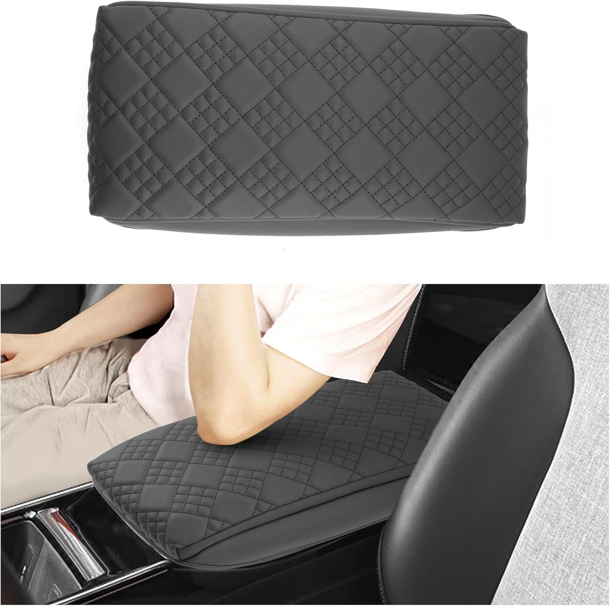 SXCY for 2025 VW ID.4 Armrest Cover Pad for 2025 Volkswagen ID.4 Accessories 2025 ID.4 Center Console Cover 2025 ID.4 Middle Console Cover Add Soft Cotton Cushion (Added-Pad)