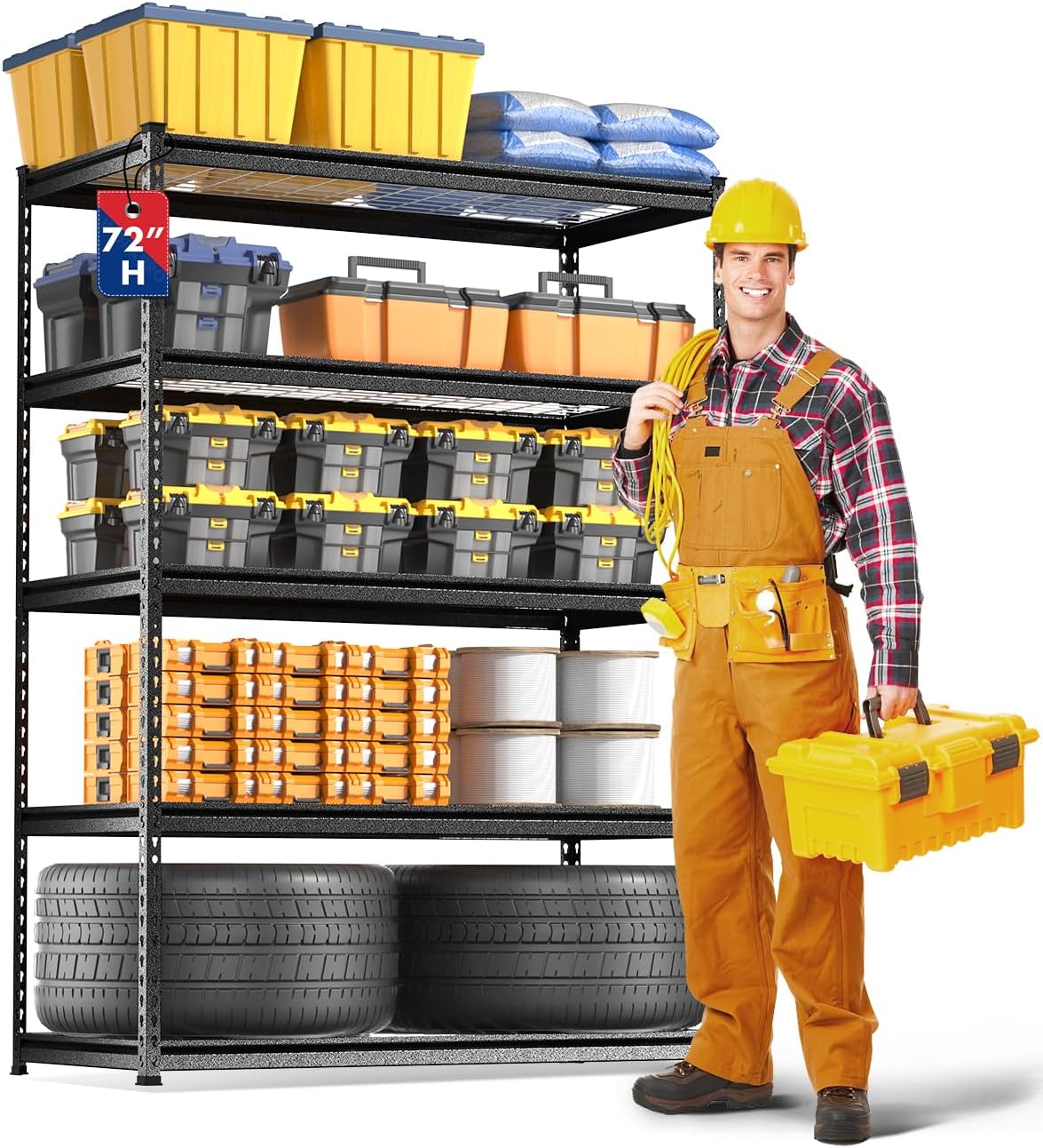 WORKPRO 5-Layer Heavy Duty Metal Storage Rack, 48”W x 24”D x 72”H, Adjustable Shelving Unit with 4000 lbs Total Load Capacity, for Garage, Kitchen, Bathroom, Warehouse