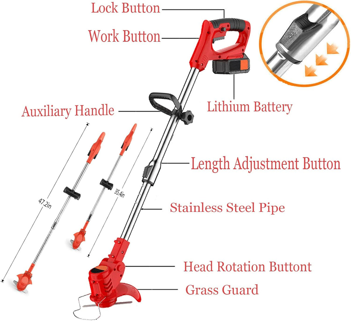 Weed Wacker Electric Cordless Grass Trimmer,with 3Types Blades,Included 2Pcs 24v 4Ah Batteries Electric Stringless Weed Trimmer Lightweight 2.6lb， for Yard and Garden
