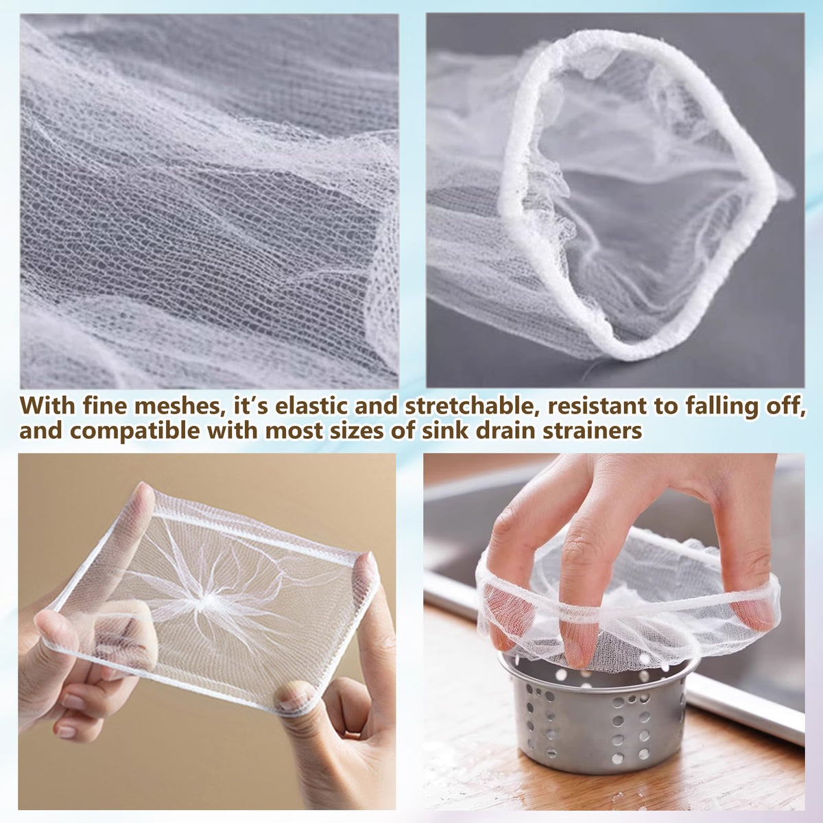 300 Filter Net Bags for Sink Drain Strainer with Storage & Dispenser Box