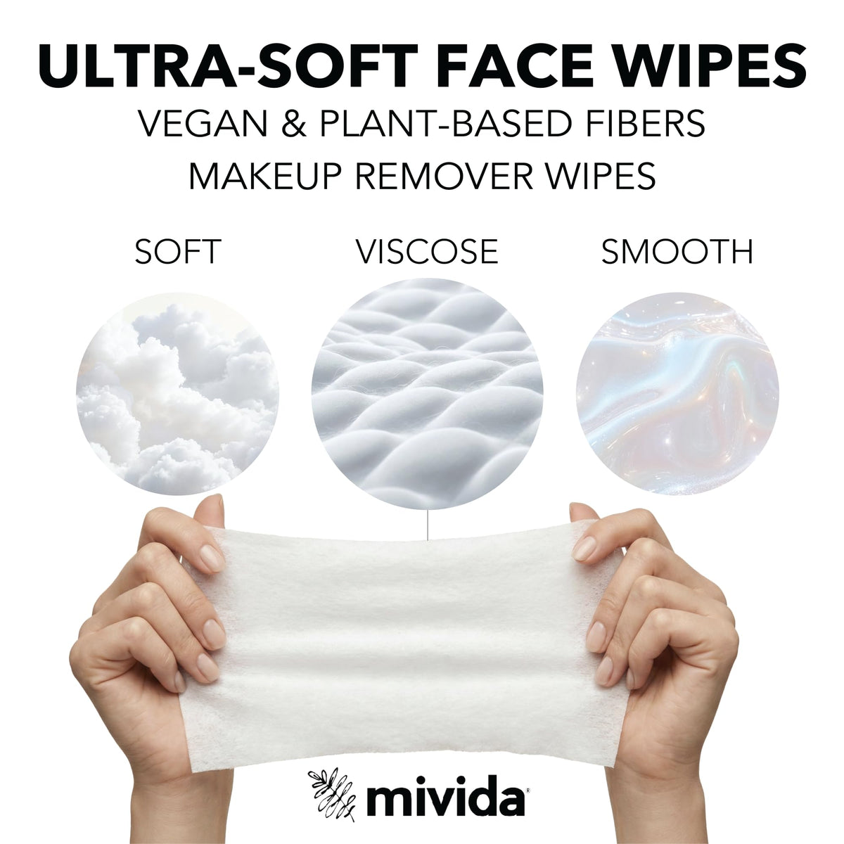 mivida Hypoallergenic Makeup Remover Wipes Bulk with Hyaluronic Acid, Dermatologist Tested, Alcohol & Fragrance Free Make Up Wipes for Sensitive Skin, Make Up Remover (4 Packs x 50 Wipes) 200ct