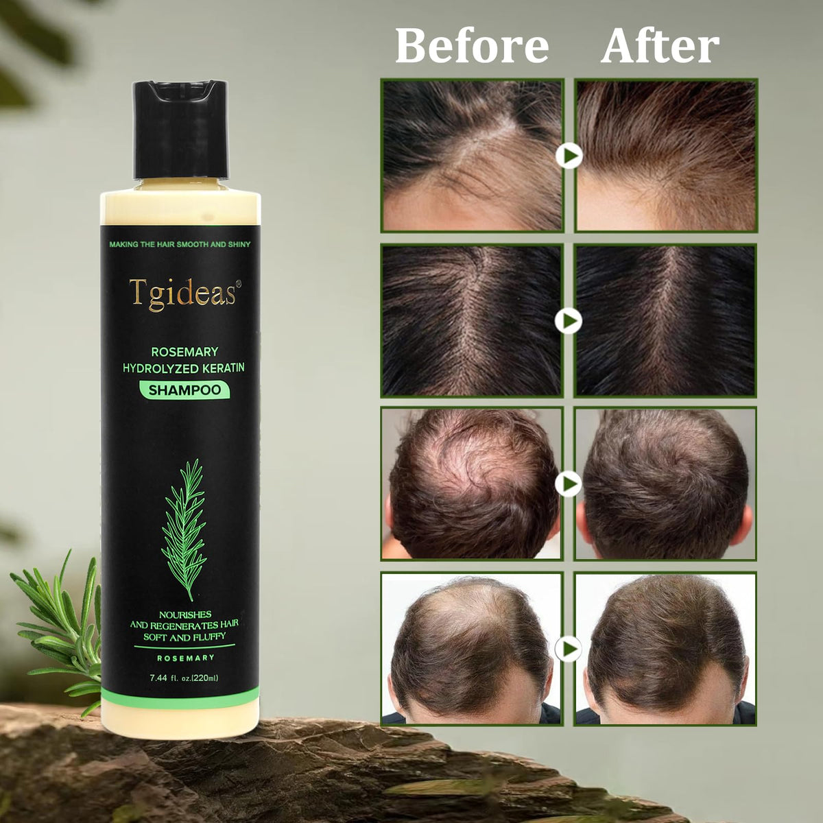 Tgideas Rosemary Biotin Volumizing Shampoo for Thinning Hair, 7.4 Fl Oz