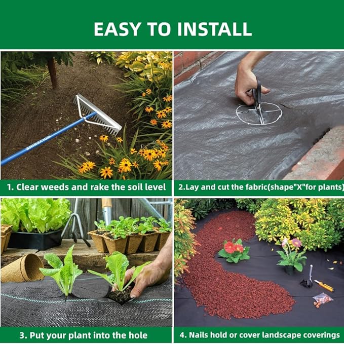 Weed Barrier Landscape Fabric Heavy Duty,3.2 OZ Premium Garden Weed Blocker Fabric for Weed Control, Plastic Ground Cover with Woven Weed Cloth,Durable Landscaping Fabric (4FT X 250 FT)
