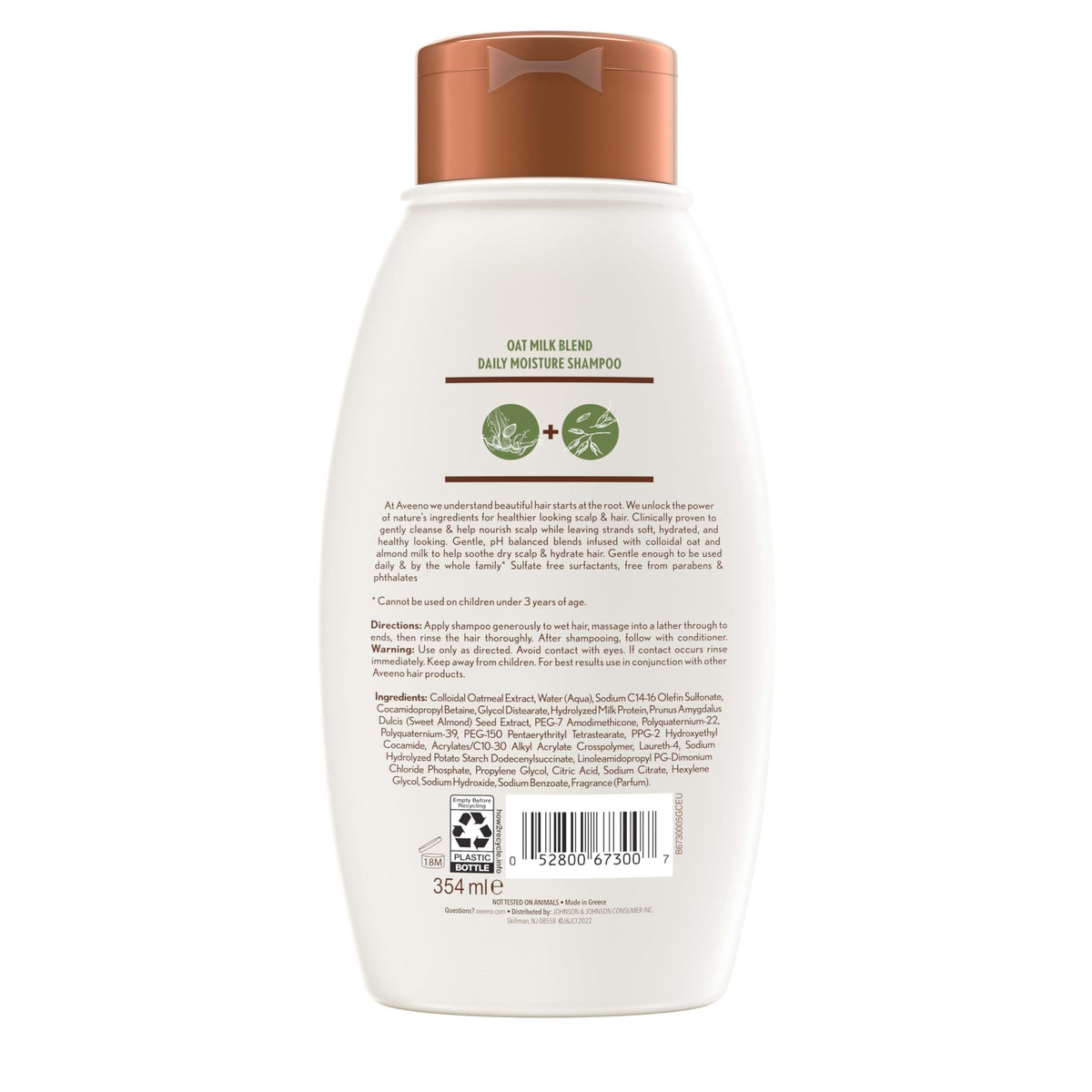 Aveeno Oat Milk Blend Moisturizing Shampoo, Ultra-Hydrating, for Dry, Damaged Hair, 12 fl oz