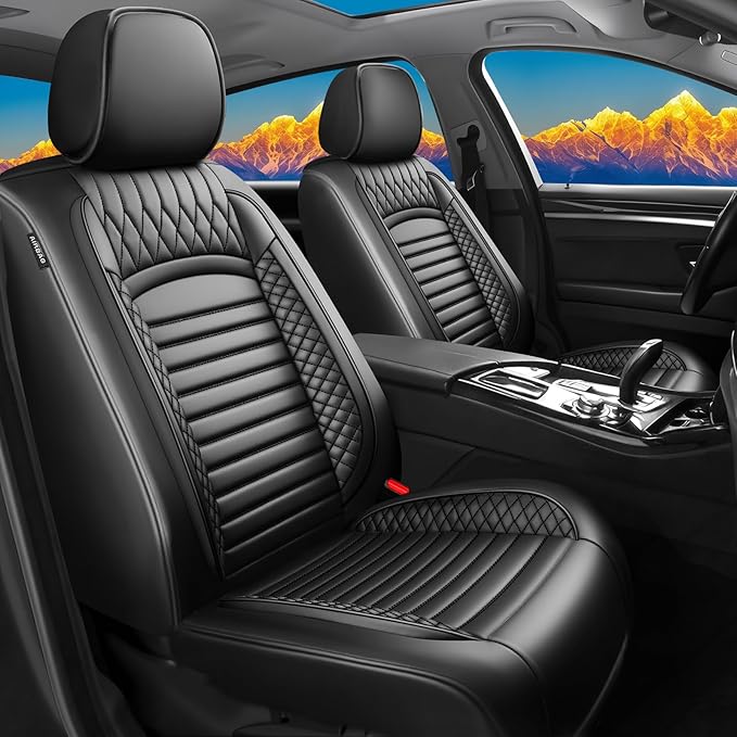 Fit Outback Car Seat Covers for Subaru Outback 2010-2024 2025 2026 - Upgraded Premium Waterproof & Breathable Leather, Airbag Compatible, All-Weather Seat Cushion Protector (Full Set, Black)