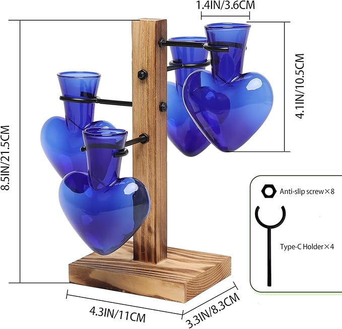 Plants Propagation Stations Plant Terrarium Kit Glass Planters for Indoor Plants House Plant Accessories Gift for Women - 4 Love Bulb Vase