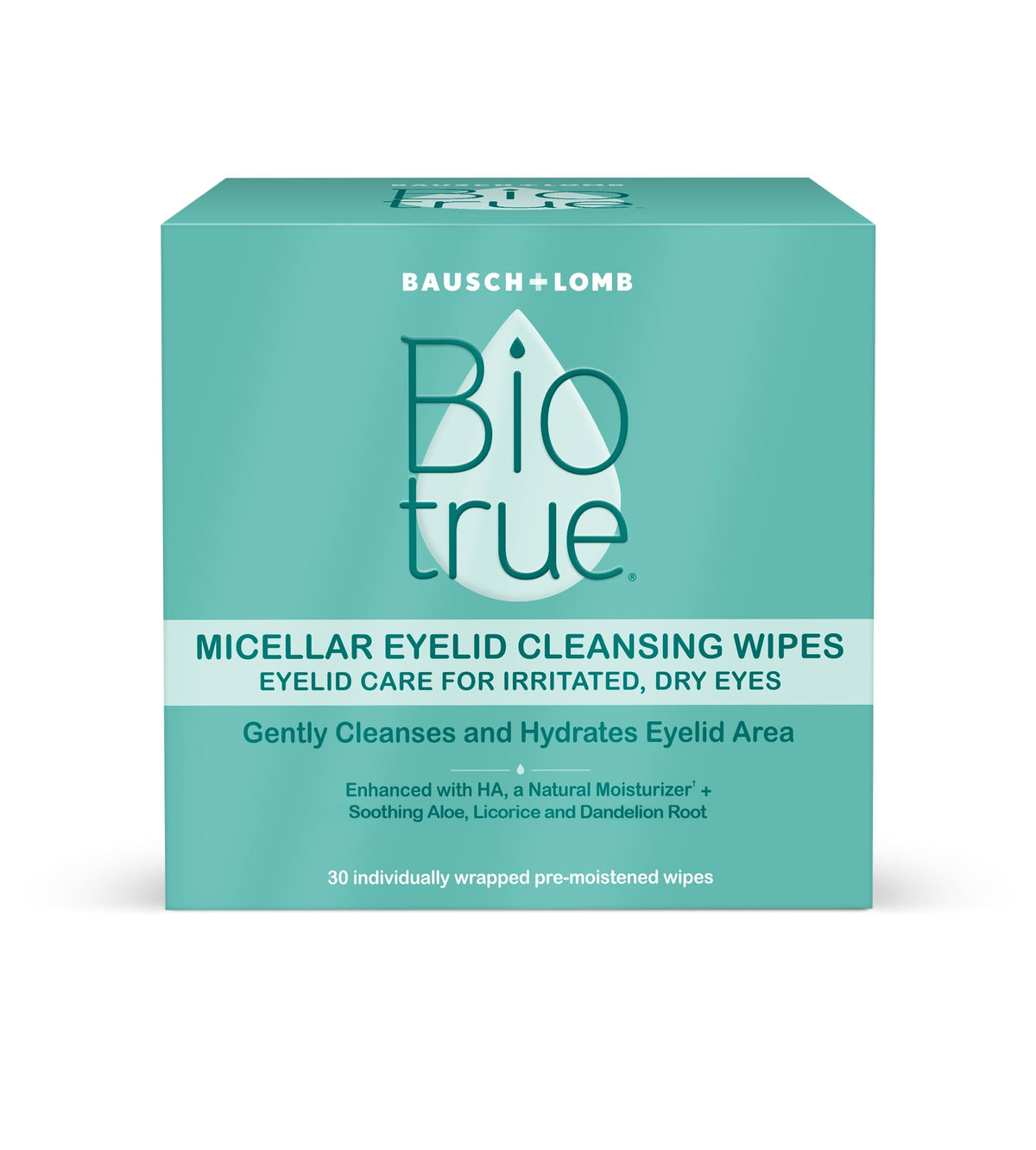 Biotrue Micellar Eyelid Cleansing Wipes, Fragrance-Free, 30 Wipes