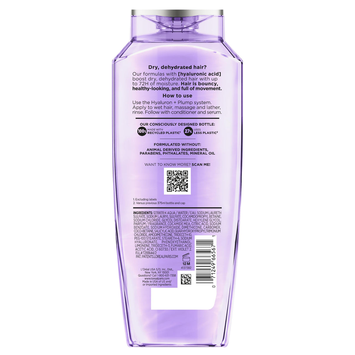 L'Oreal Paris Elvive Hyaluron Plump Shampoo, 12.6 Fl Oz