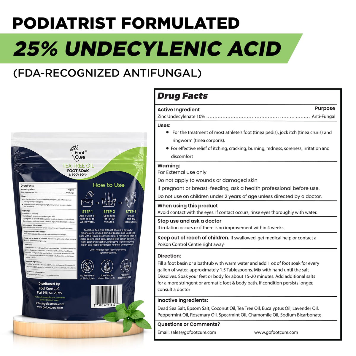 Tea Tree Oil Epsom Salt Foot Soak for Toenail Fungus Treatment, Tired Feet