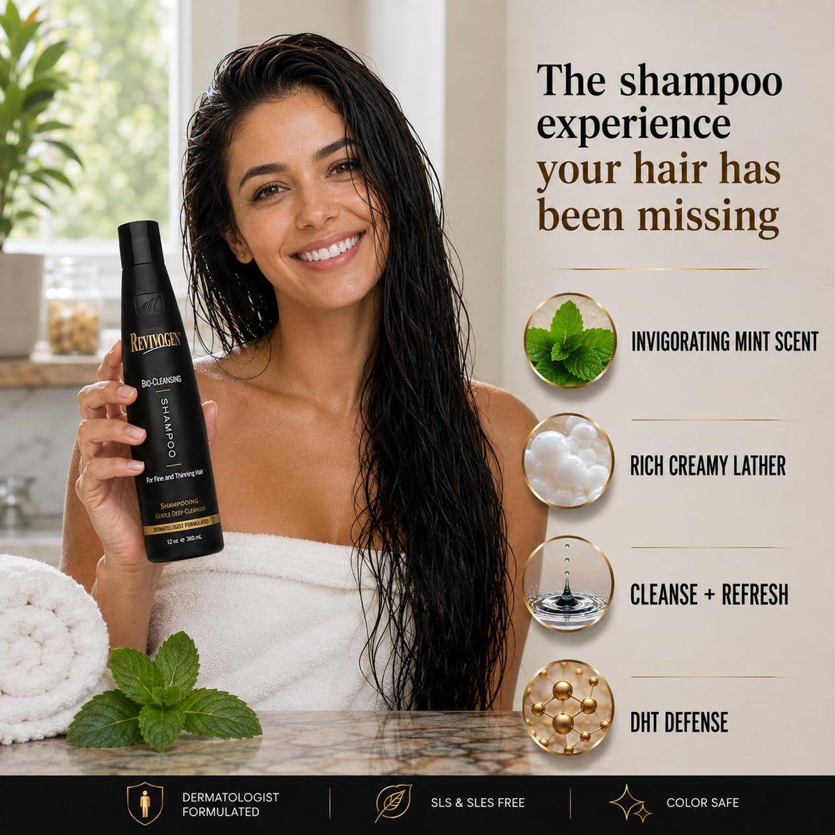 Revivogen MD Bio-Cleansing Shampoo for Thinning Hair, Saw Palmetto & Biotin