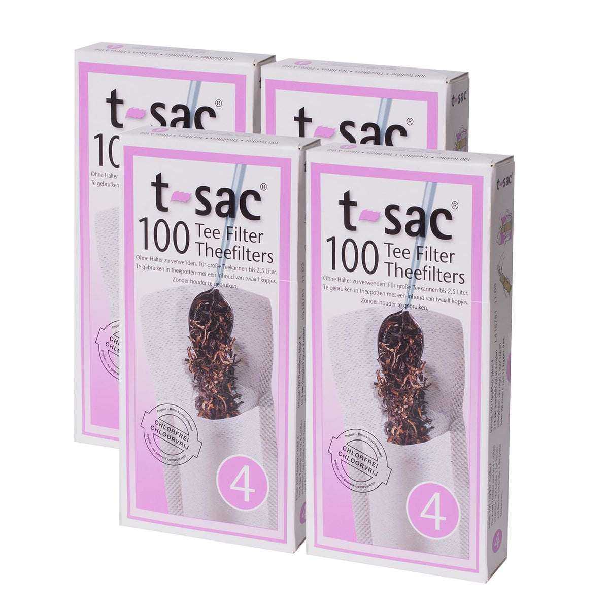 T-Sac Tea Filter Bags, Disposable Tea Infuser, Number 4-Size, 6 to 12-Cup Capacity, Set of 400