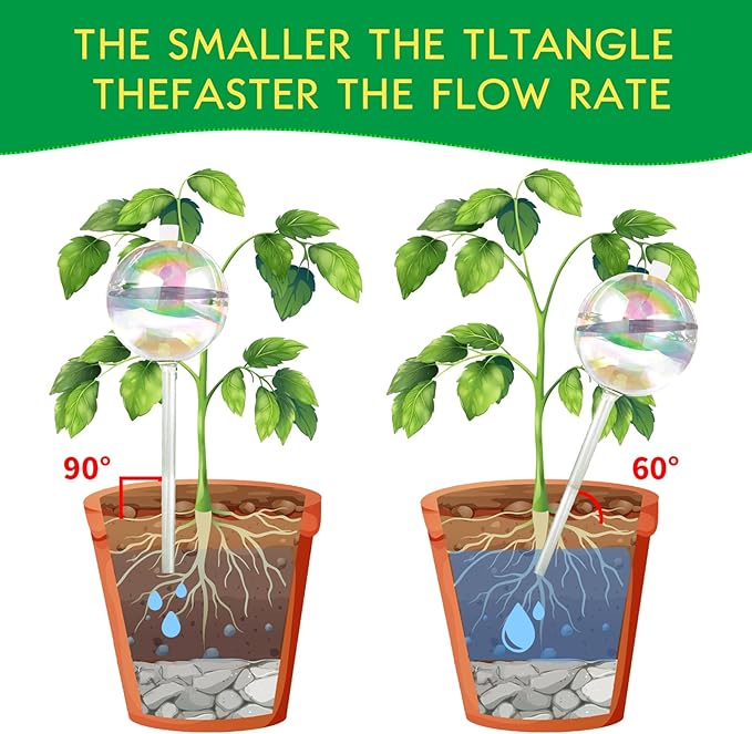 13 oz Up 2 Weeks Large Plant Watering Globes - Self Watering Bulbs for Indoor & Outdoor Plants, Glass Water Globes, Slow Watering for Plants While Away, Self Watering Planter Insert 4 Pack