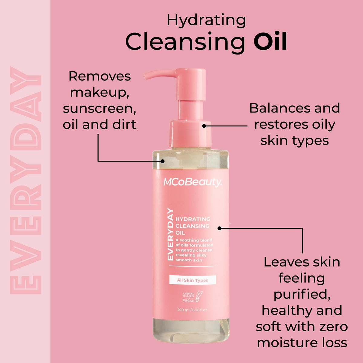 MCoBeauty Everyday Hydrating Cleansing Oil - Makeup Remover Face Cleanser