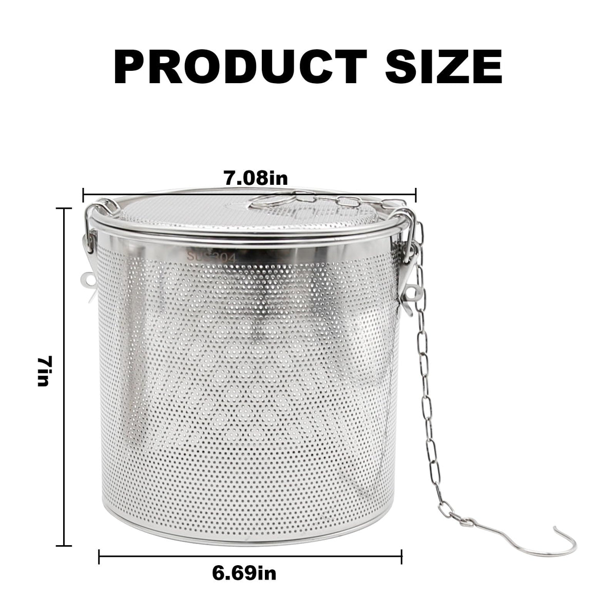 CADUFUELLY 7inch Stainless Steel Seasoning Strainer Tea Ball Filter Soup Seasonings Seperation Basket Mesh Stewpot Basket Tea Infuser Tea Sieve for Home, Restaurant, Kitchen, Dining
