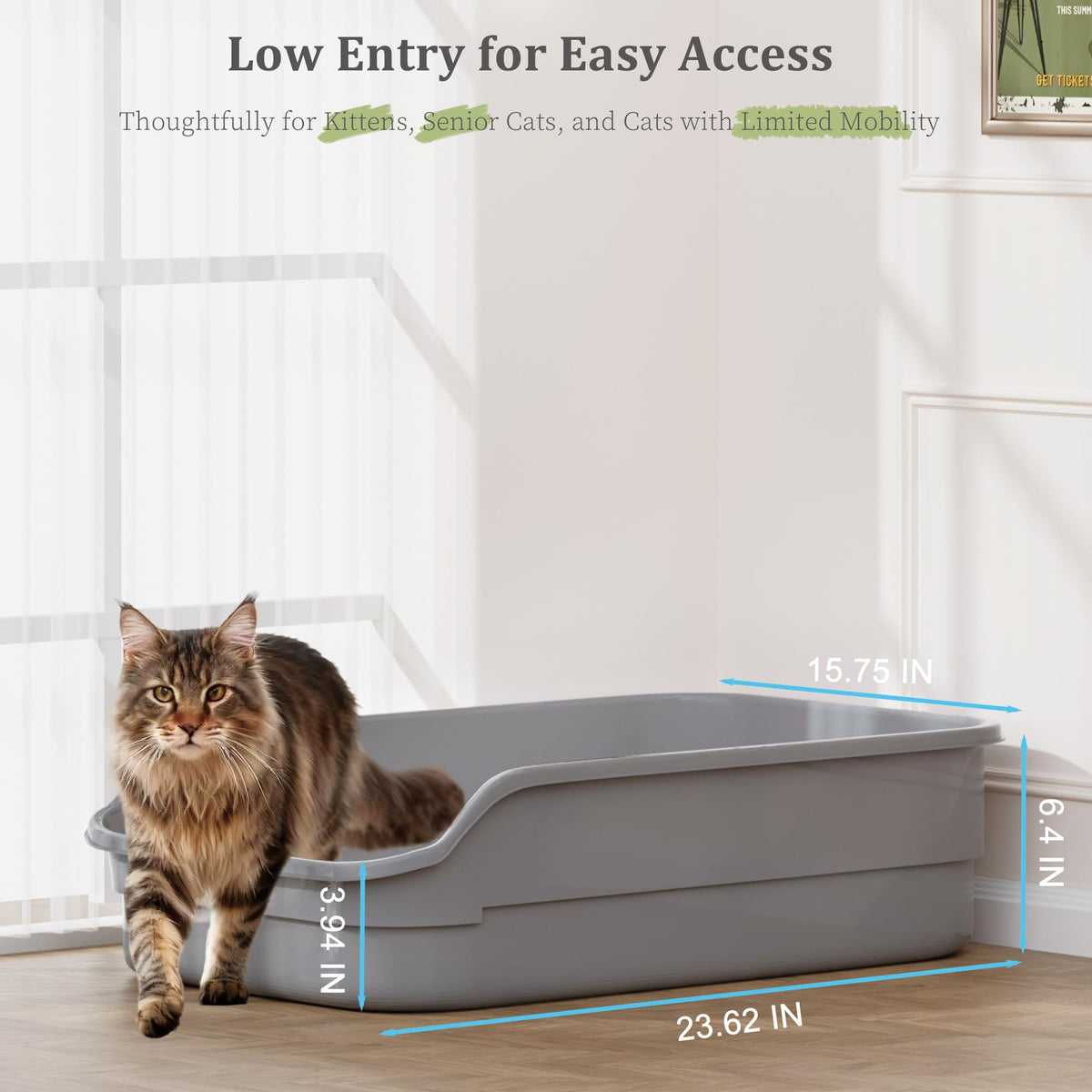 Vealind Extra Large Cat Litter Box with High Sides and Low Entrance