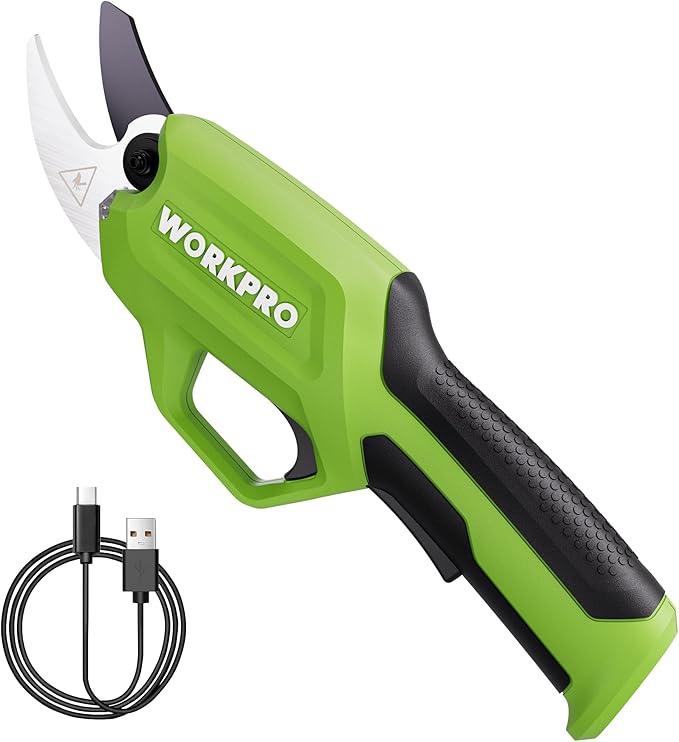 WORKPRO 7.2V Electric Pruning Shears, Battery Powered Pruning Shears, Cordless Tree Pruner, 0.8 Inch Cutting Diameter, Branch Cutter Gardening Scissors with Rechargeable Battery