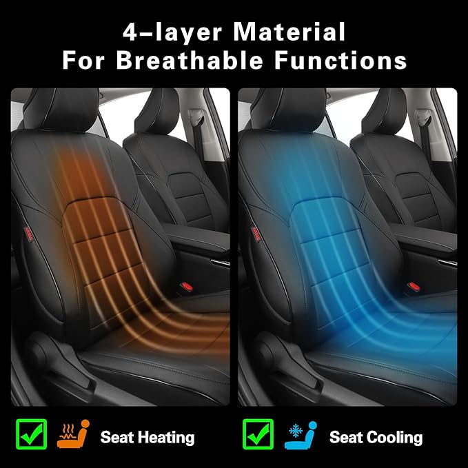 EKR Camry Car Seat Covers for Toyota Camry 2018 2019 2020 2021 2022 2023 2024 Hybrid XLE,Hybrid XSEWaterproof Leather Car Seat Cover Full Set for Trucks SUV-Faux Leather (Black)