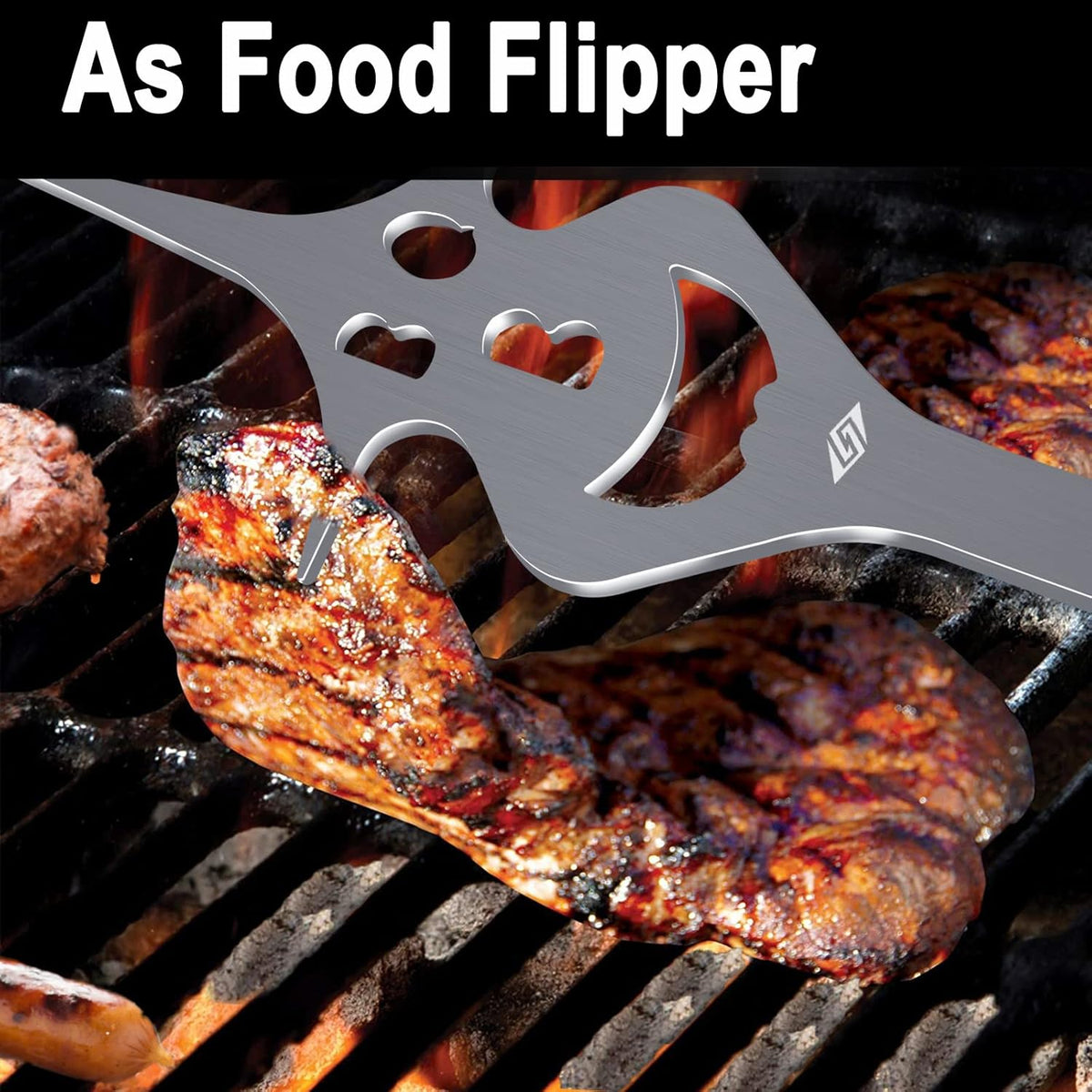 BBQ Grill Accessories for Gas Grill Charcoal Grill, 6 in 1 Grill Tools for Outdoor Barbecue Grill, 14 Inch Grill Utensils, Unique Gill Fork, Dad Gifts, Father's Day Gifts, Gifts for Men, Dad, Husband