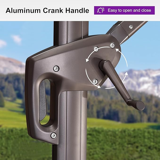 PURPLE LEAF 9' X 11.5' Rectangle Cantilever Umbrella Patio Umbrella Outdoor Aluminum Offset Hanging Umbrella with 360-degree Rotation for Pool Garden Backyard Deck, Green