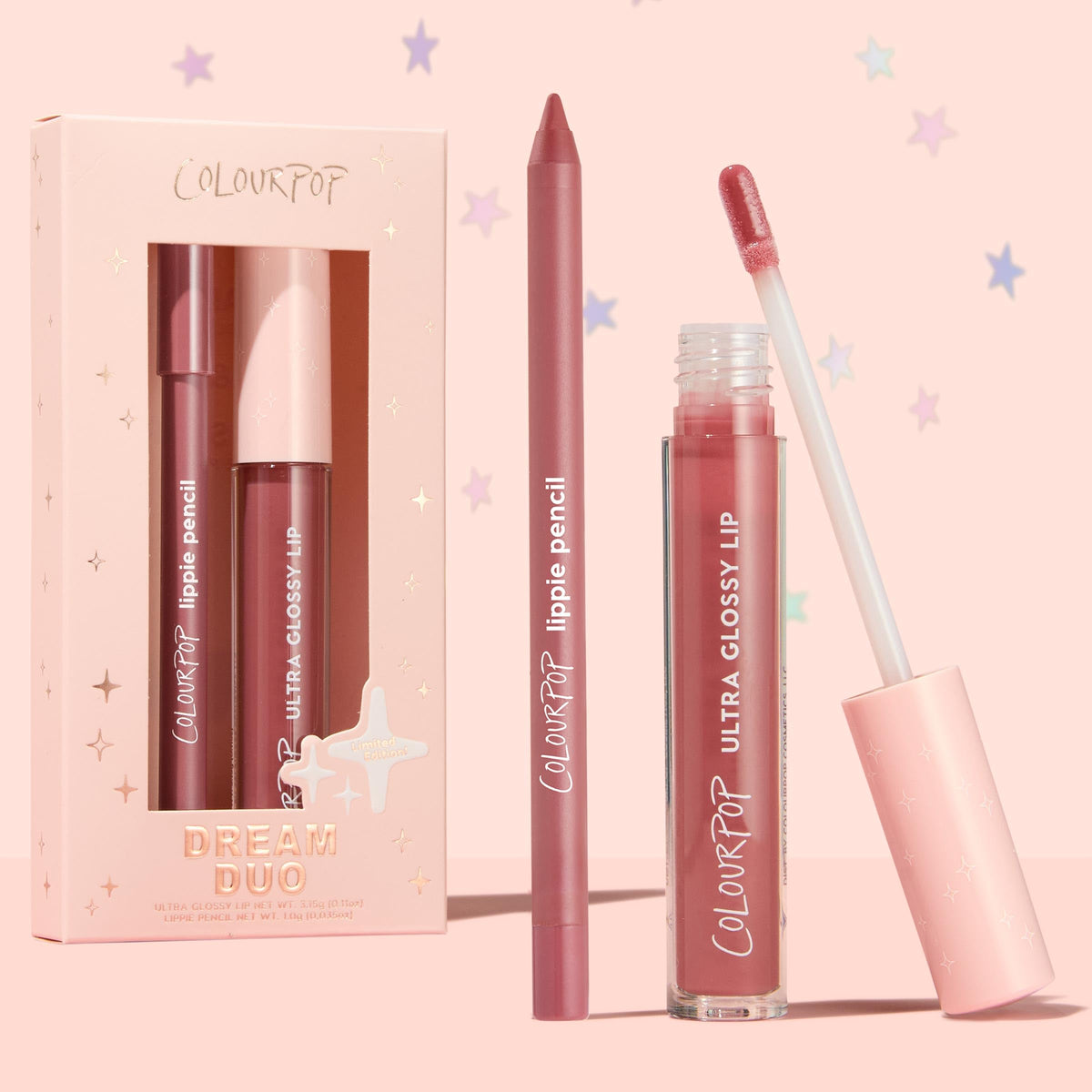 ColourPop Dream Duo Lip Kit - High-Pigment, Long-Lasting & Sharpenable Lip Liner and Lip Gloss with High-Impact Color - Includes Shades Five Stars & Pasadena (2 Count)