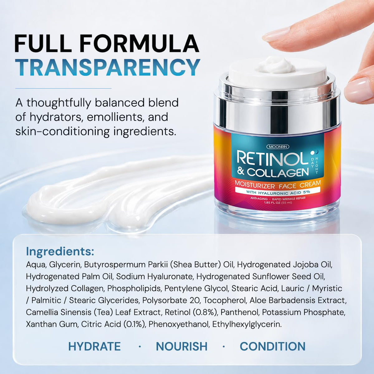 Retinol Cream for Face 2-Pack – Anti-Aging Moisturizer with Hyaluronic Acid & Collagen, Day & Night Face Cream for Wrinkles & Fine Lines, 3.7 Oz (Pack of 2)