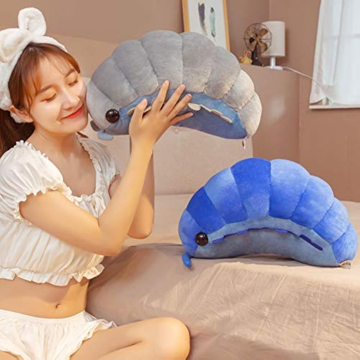 pangcangshu Likelike Insect Plush Toys Pill Bug Stuffed Soft Animals Pillow Back Cushion Insect Doll Kids Toys Girls Boys Easter, Thanksgiving, Christmas, New Year's Gifts(Blue,50cm/19inch)