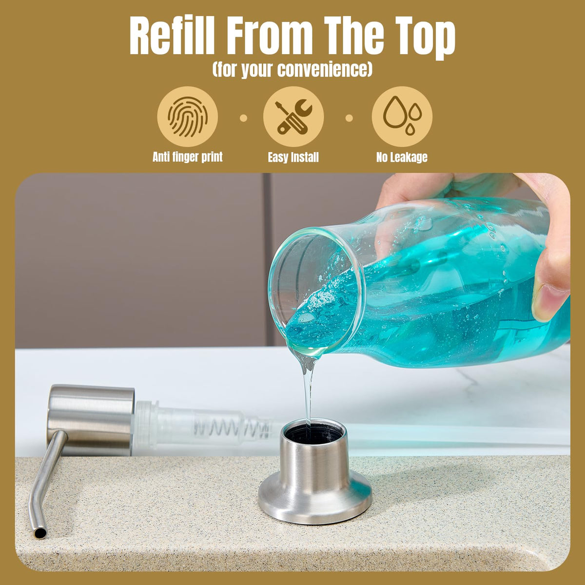 SOEBIZ Built in Soap Dispenser for Kitchen Sink Countertop