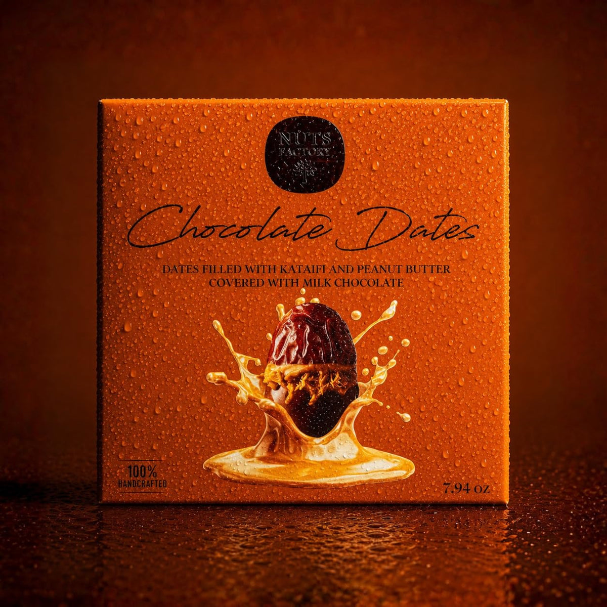 Nuts Factory Chocolate Dates - Milk Chocolate Covered Dates with Kataifi & Peanut Butter Filling, Gourmet Stuffed Date Dessert Treats