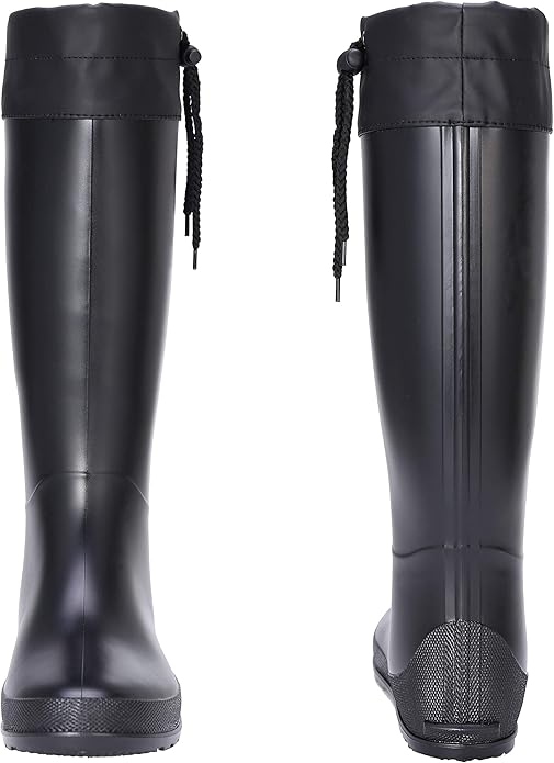 Asgard Packable Tall Rain Boots for Women Waterproof Rubber Garden Boots Ultra Lightweight Flat Mud Boots- NOT FOR WIDE CALF