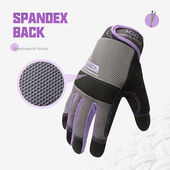 HANDLANDY Women Safety Work Gloves Utility Touch Screen Working Grip Glove for Yardwork Gardening Breathable Mechanic Gloves
