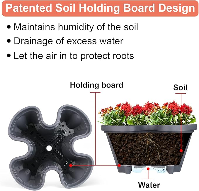Vertical Planter 4 Tier Stackable Planters Garden Planters Strawberry Herb Flower and Vegetable Planter Indoor Outdoor Gardening Pots with Removable Wheels and Tools