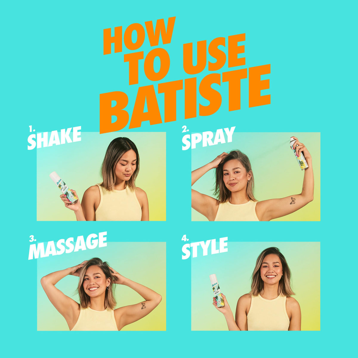 Batiste Dry Shampoo, Tropical Fragrance, 3.81 Oz, 3-Pack