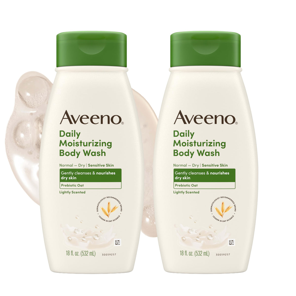 Aveeno Daily Moisturizing Body Wash with Prebiotic Oat, 18 fl. oz, 2 Pack