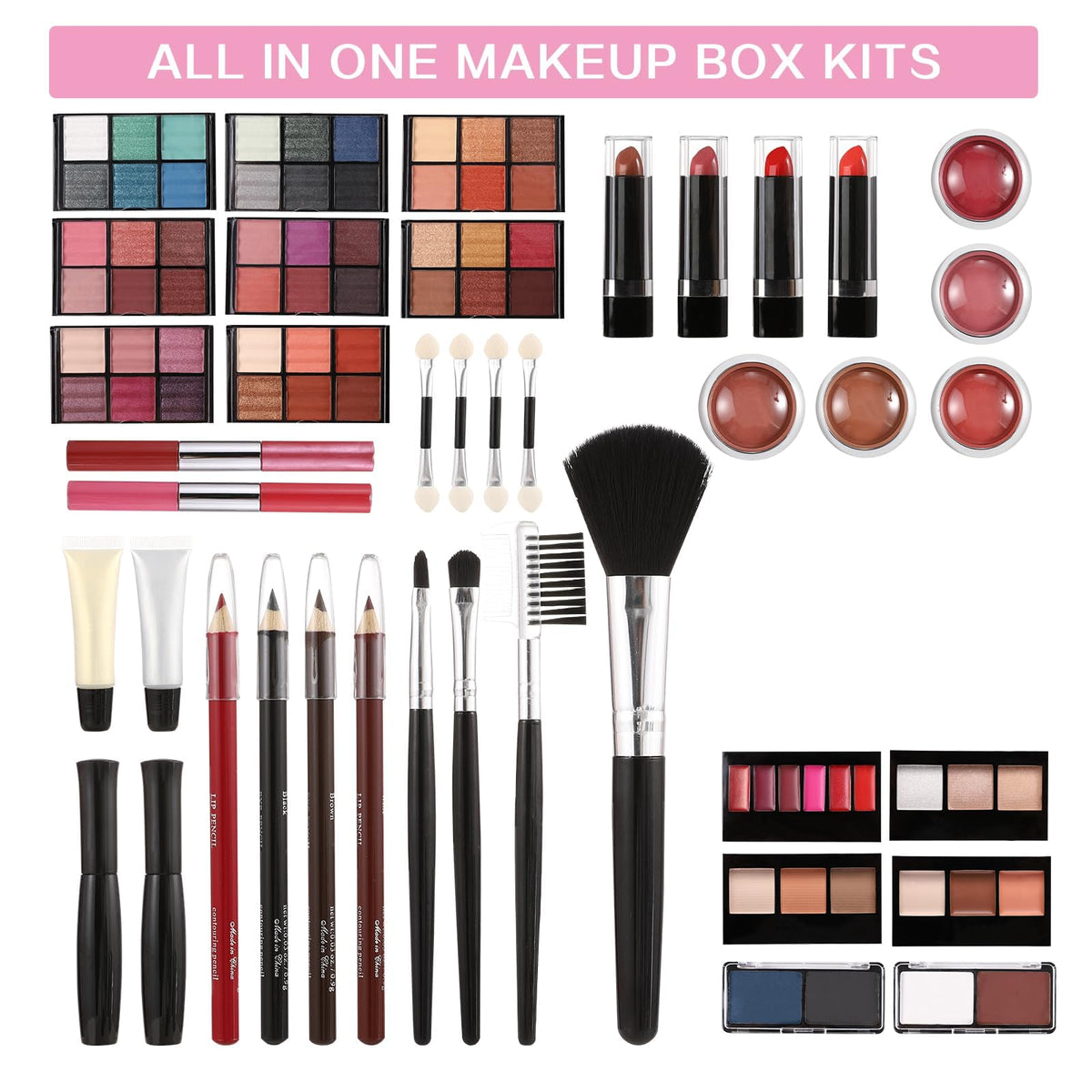 Hegafoo All in One Makeup Kit for Teens, 106 Pcs Professional Makeup Kit for Women Full Kit, Include Eyeshadow Palette, Lipstick Set, Concealer, Foundation, Lipgloss, Make-up Brush(Red)