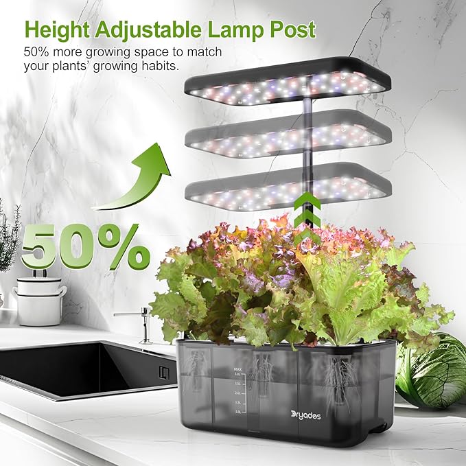 Hydroponics Growing System Indoor Garden, 8 Pods Indoor Herb Garden Kit Countertop with LED Grow Light Quiet Smart Water Pump for Home Kitchen Office, Gift Ideas for Women Men