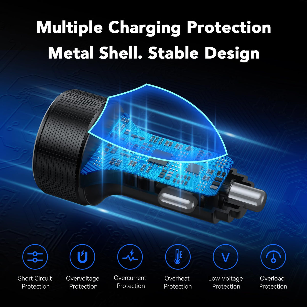 AGEK Car Charger USB C Fast Charge 78W 4-Port Cigarette Lighter USB Charger