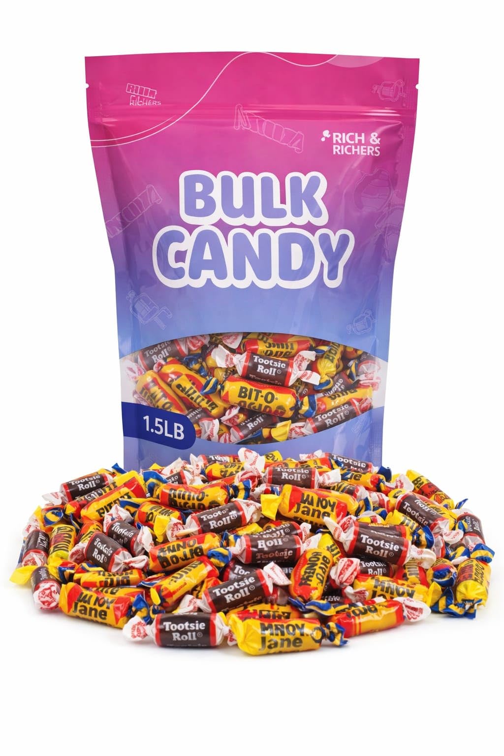 Old-Fashioned Candy Mix 1.5 lb Bulk Bag - Bit O Honey and Mary Jane Candy with Tootsie Rolls, Nostalgic Individually Wrapped Assorted Candy