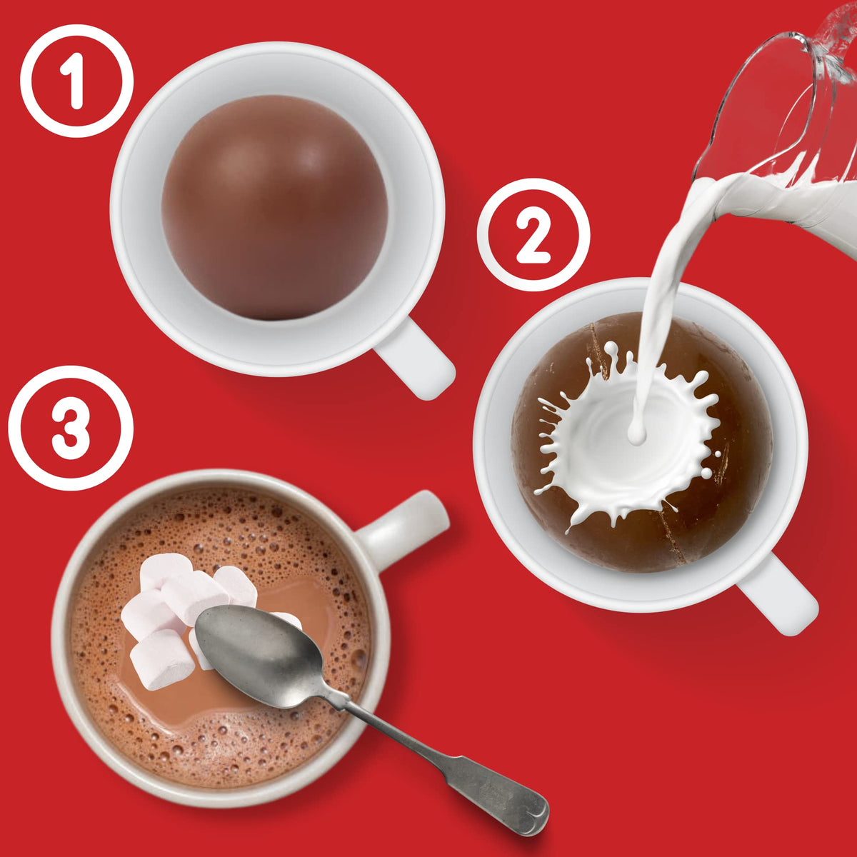 Needzo Christmas Hot Chocolate Melting Balls, Stocking Stuffers Pack of 3