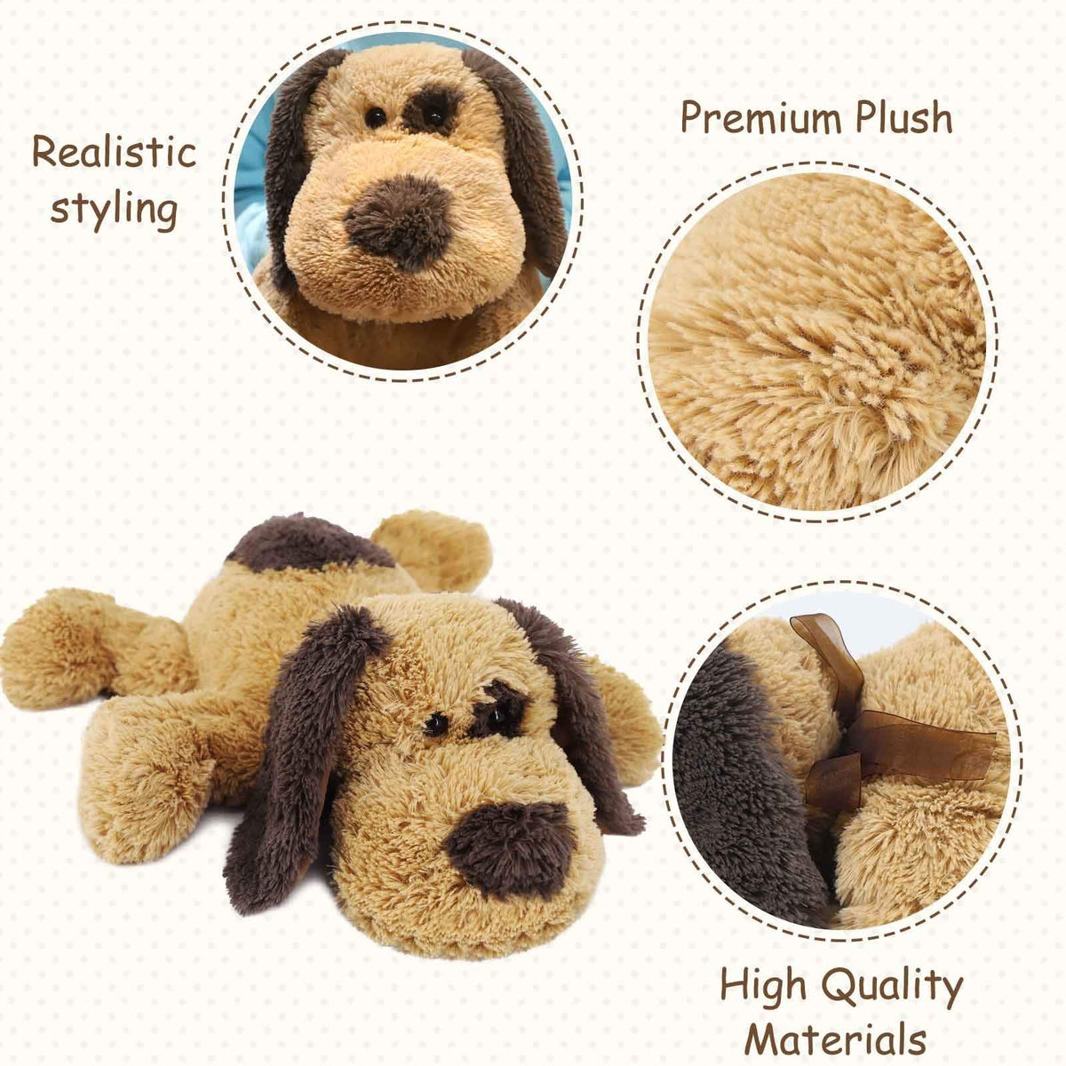 WEIGEDU Floppy Stuffed Dog Puppy Plush Toy, 20 inch, Brown