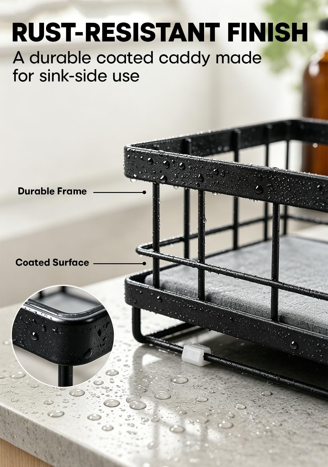 [Extra Large] Kitchen Soap Dispenser Set, 2 Glass Dish Soap Dispensers with Stainless Steel Pumps, Quick-Dry Stone Tray, Sink Caddy Organizer with Sponge Holder, All-in-One Countertop Organization Set