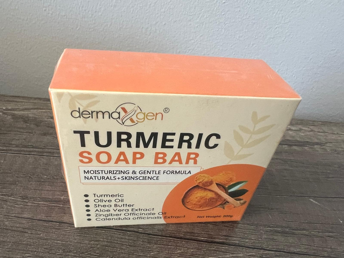 DERMAXGEN Organic Turmeric Soap Bar for Face & Body – Pure Turmeric Soap Bar for Acne, Scars, Uneven Tone, Blemish Control, Sun Damage & Age Spots – Handcrafted Skincare – 7 OZ