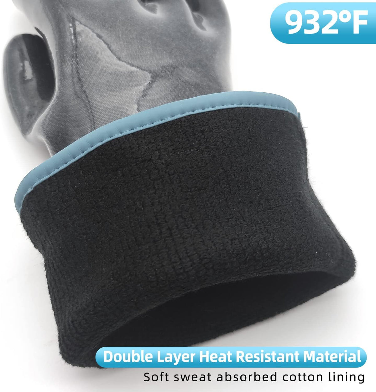 DEYAN Silicone BBQ Gloves, 932°F Heat Resistant Oven Gloves with Fingers, Kitchen Waterproof Hot Proof Glove for Fryer, Smoker, Baking, Cooking, Cutting(8/M)